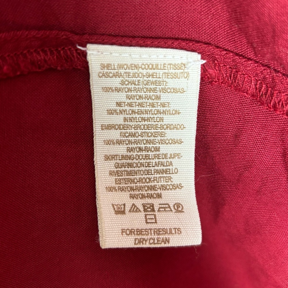 Free People Bonjour Floral Embroidered Long Sleeve Mini Dress Size Small Red - Picture 12 of 13